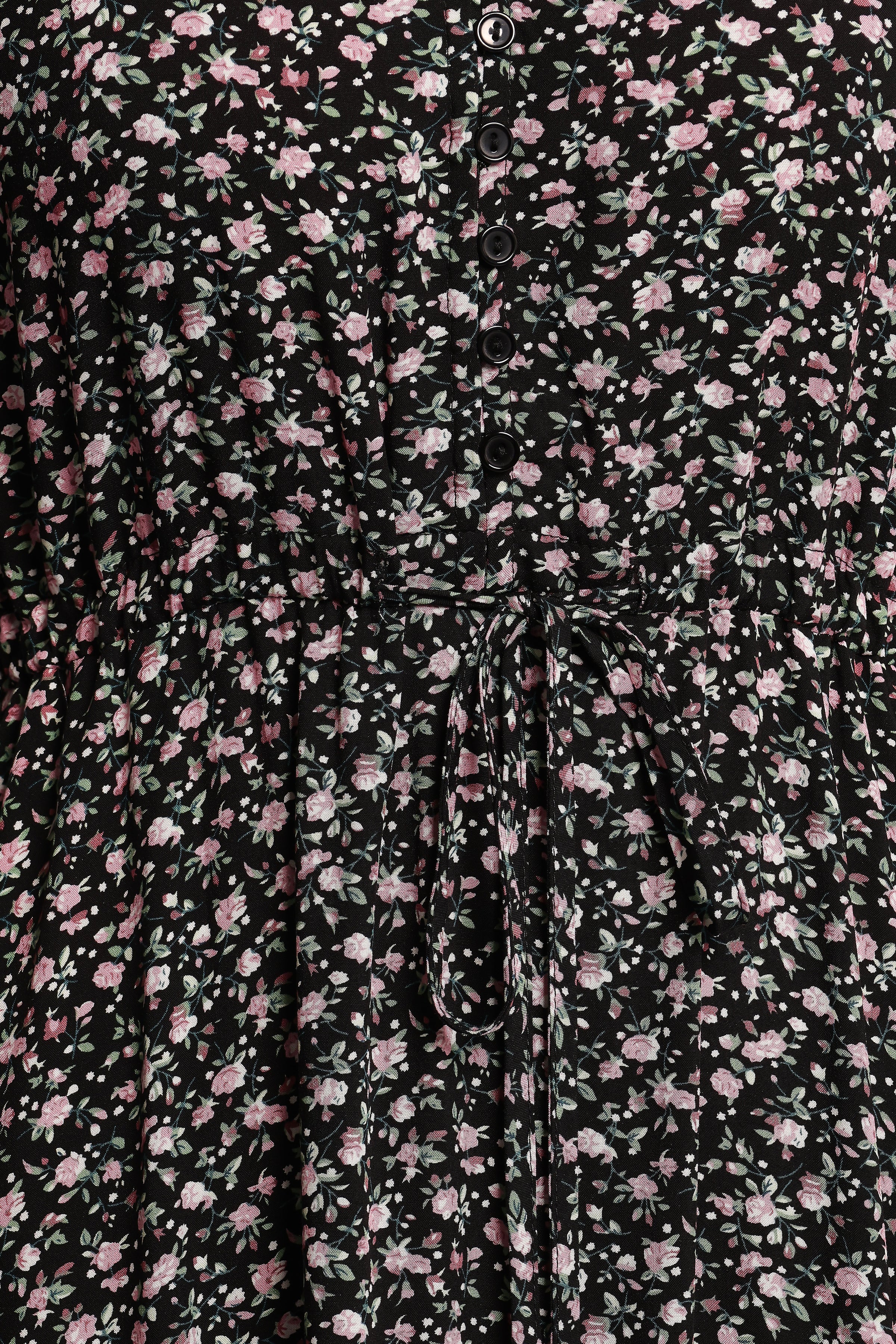 Petal and Pup USA DRESSES Kelda Dress - Black Rosebud Floral