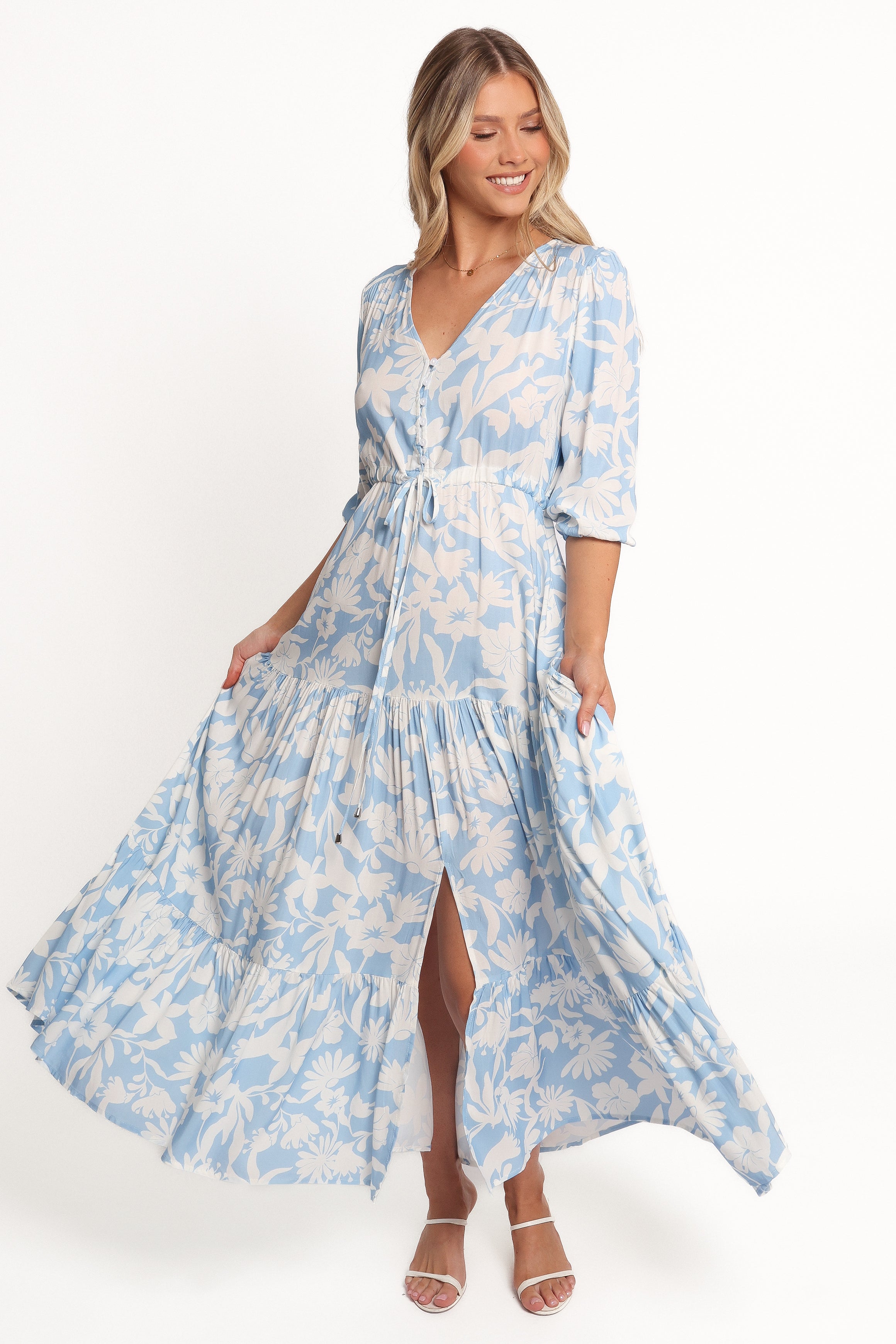 Petal and Pup USA DRESSES Kelda Dress - Blue Floral