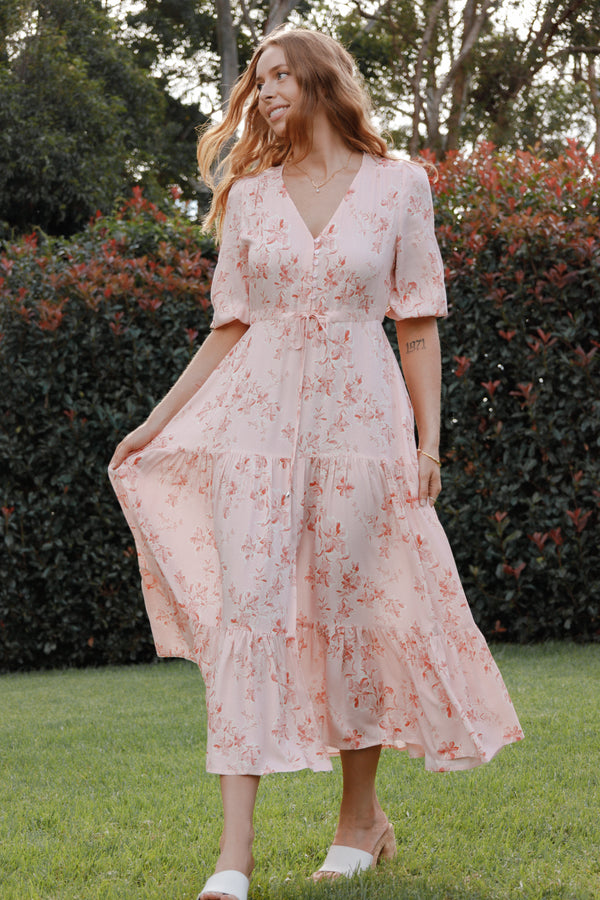 Petal and Pup USA DRESSES Kelda Dress - Rose Pink Floral