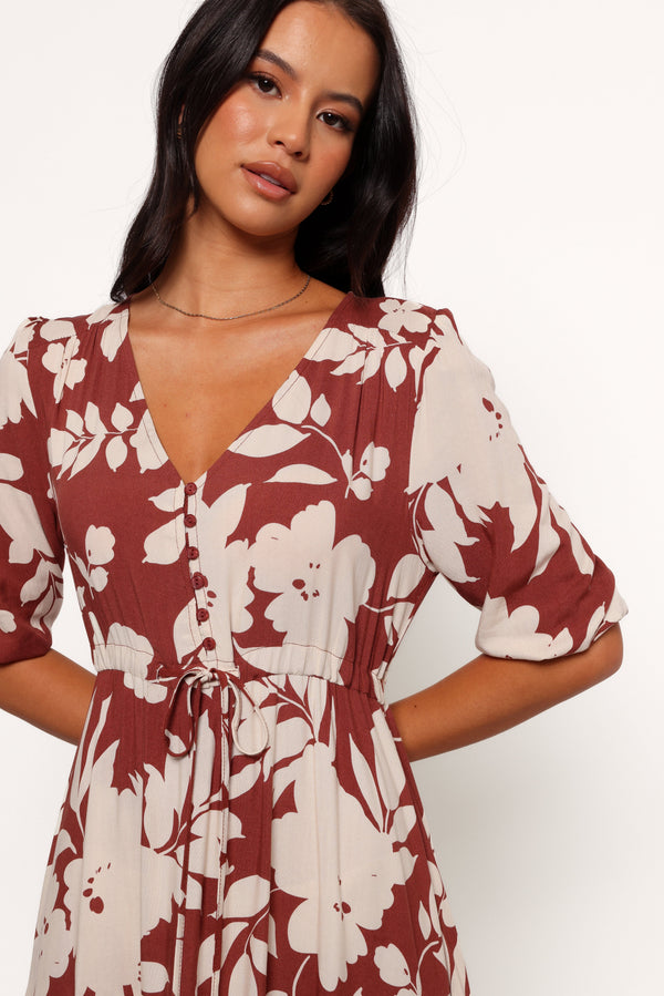 Petal and Pup USA DRESSES Kelda Dress - Rust Floral