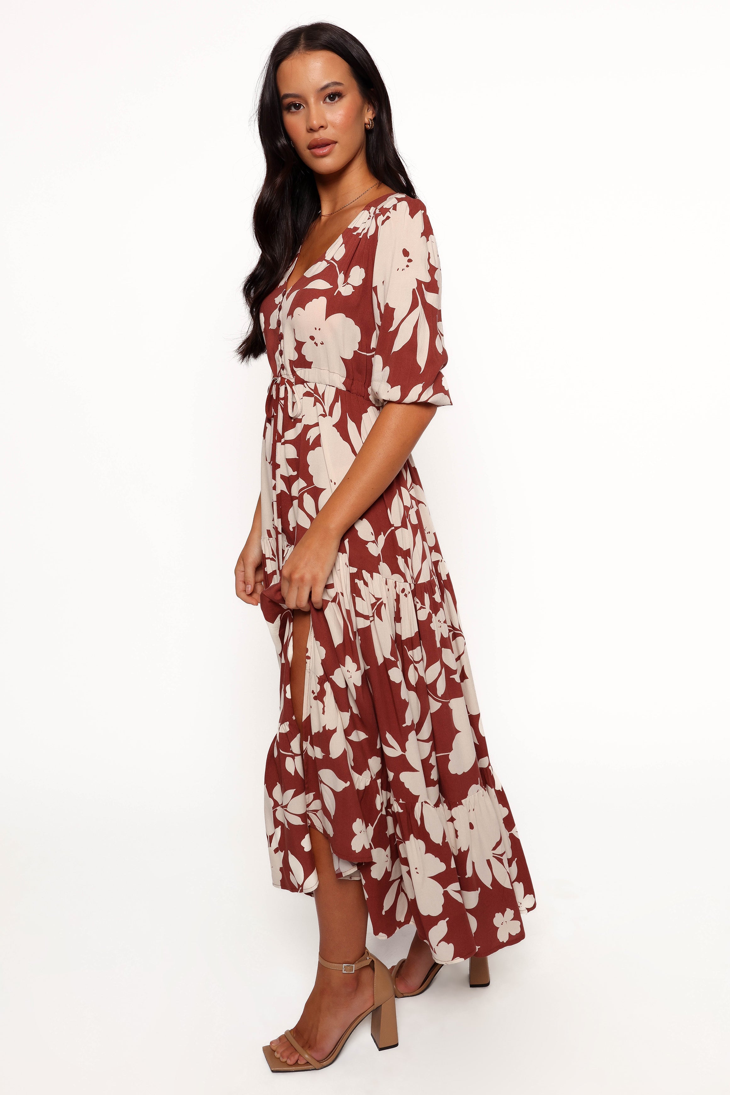 Petal and Pup USA DRESSES Kelda Dress - Rust Floral