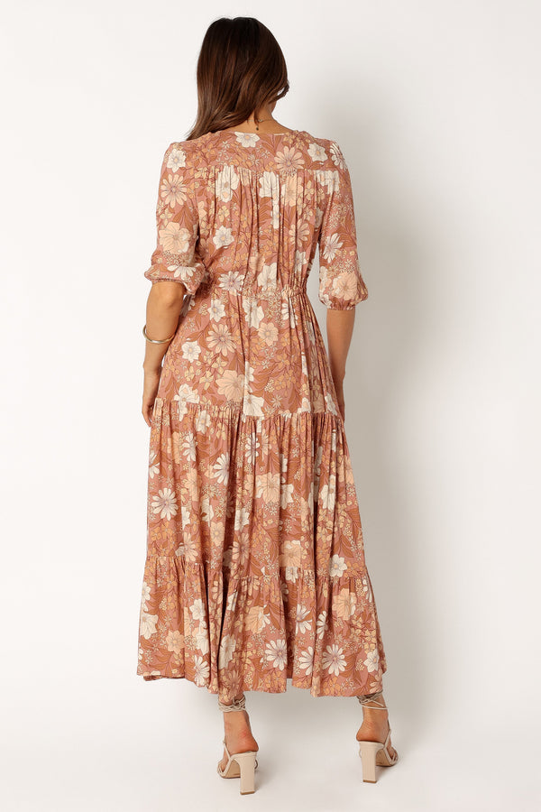 Petal and Pup USA DRESSES Kelda Dress - Tan Floral