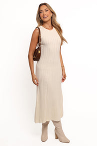 Petal and Pup USA DRESSES Kellie Knit Midi Dress - White