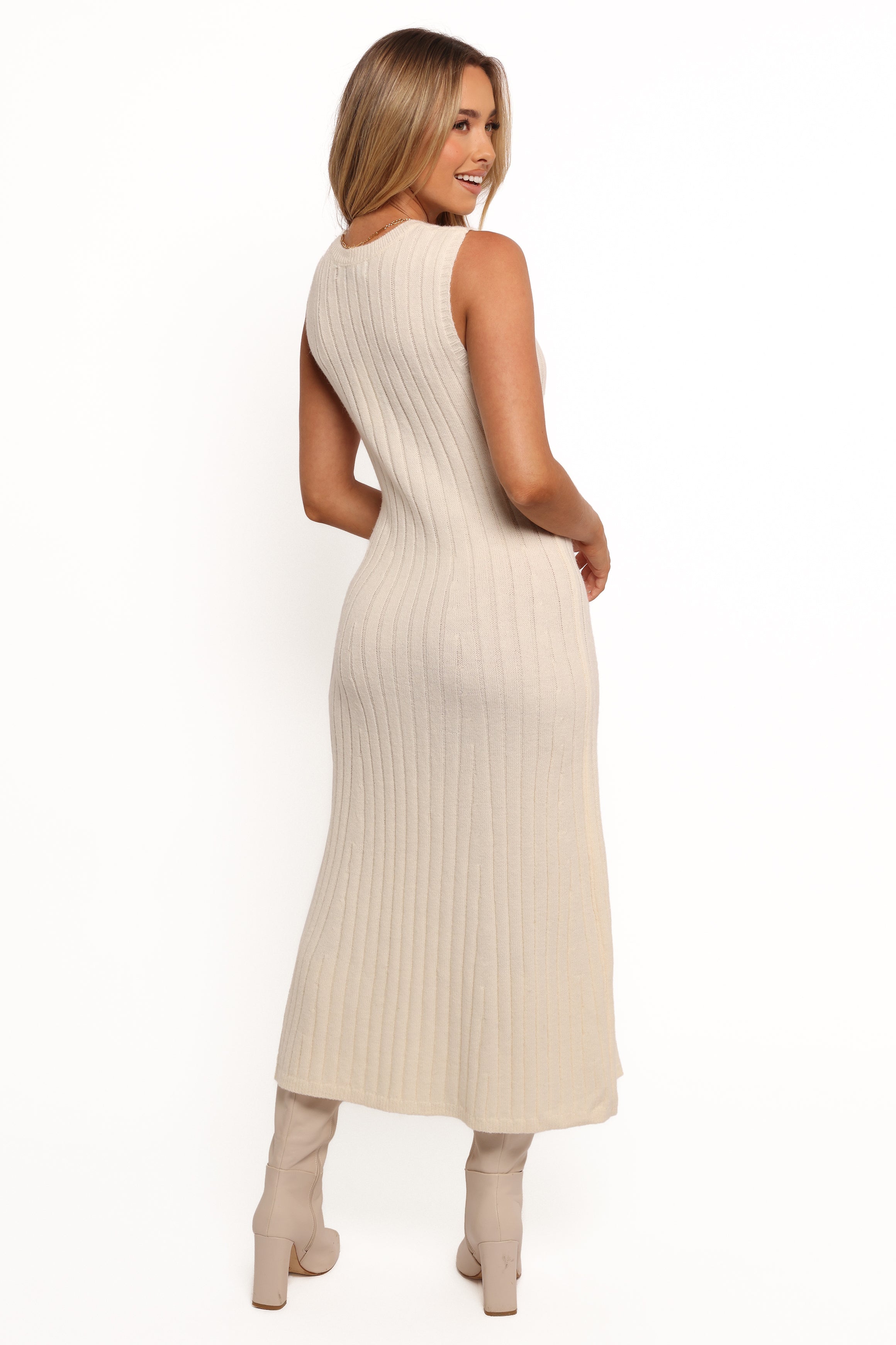 Petal and Pup USA DRESSES Kellie Knit Midi Dress - White