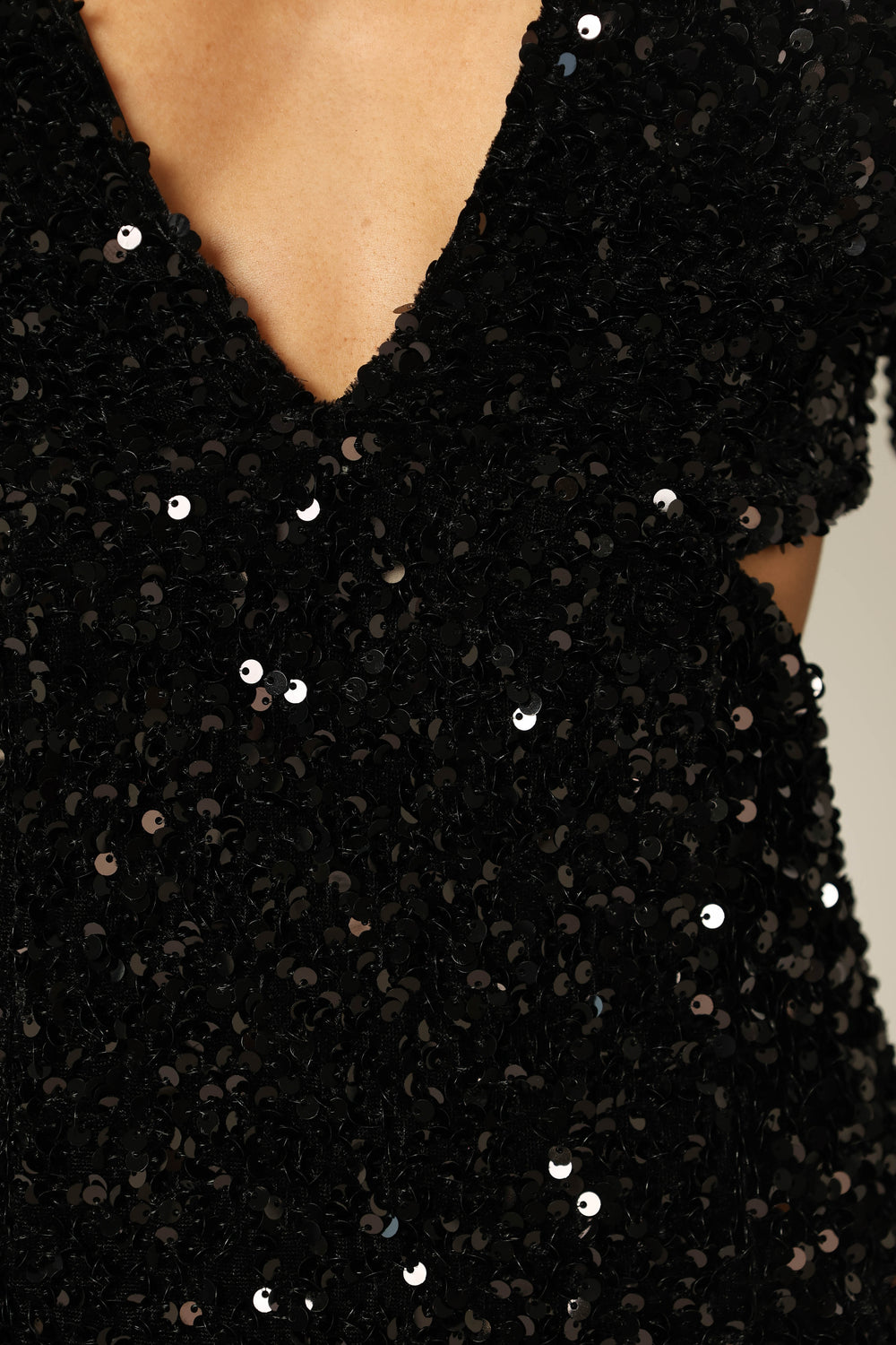 Petal and Pup USA DRESSES Kelly Long Sleeve Sequin Mini Dress - Black