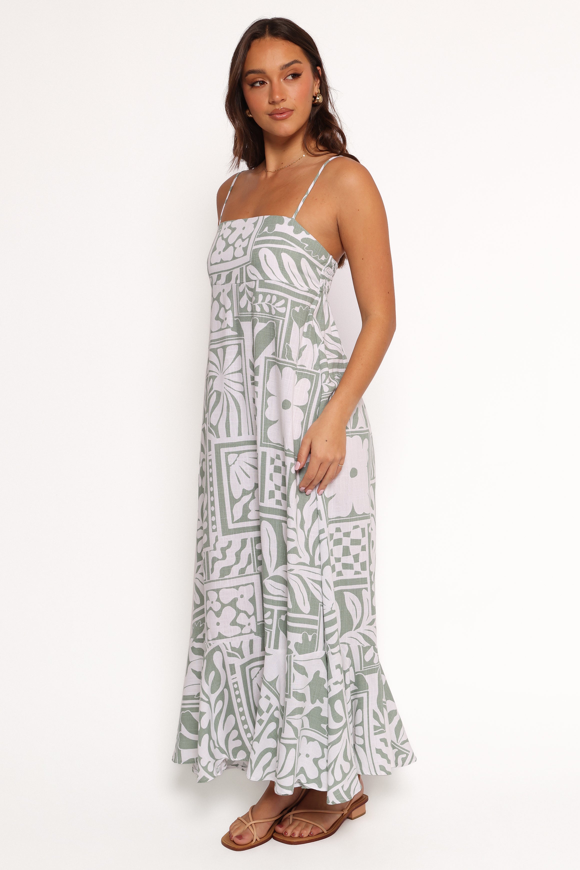 Petal and Pup USA DRESSES Kelsie Midi Dress - Sage Print