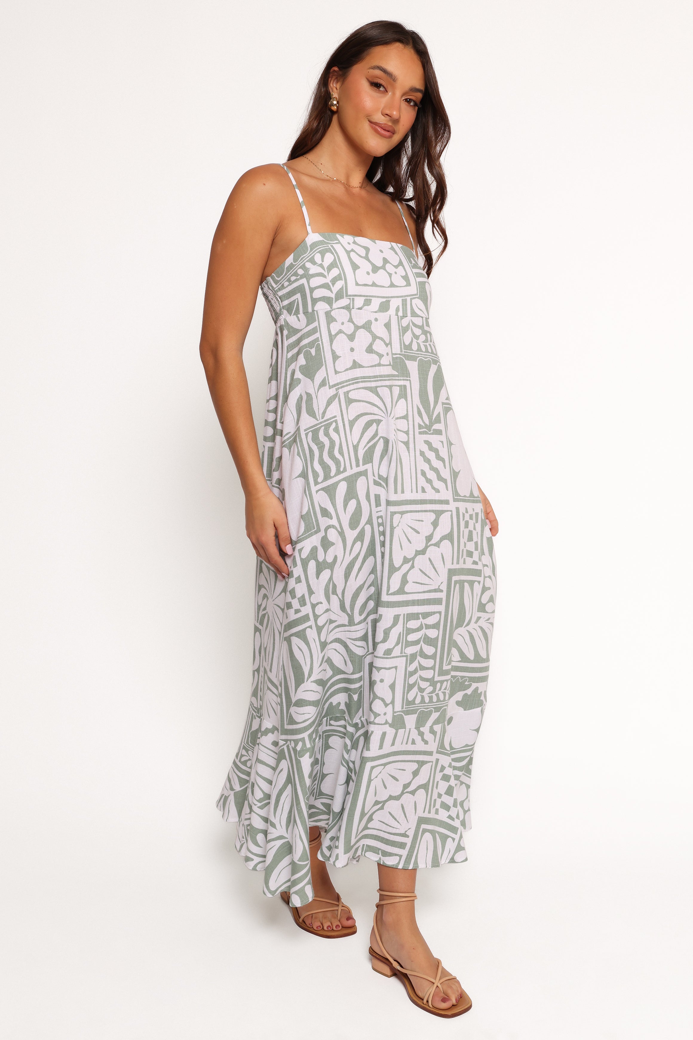 Petal and Pup USA DRESSES Kelsie Midi Dress - Sage Print