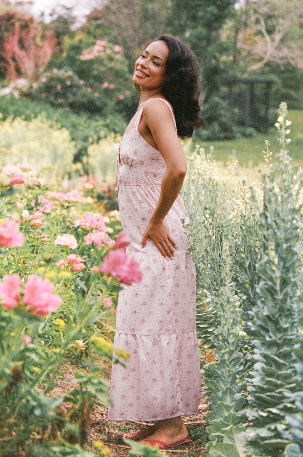 pink flower petal dress Rose Petals Gown Teuta Matoshi