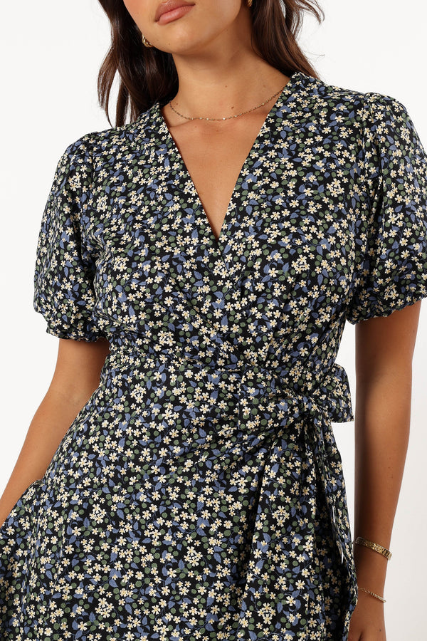 Petal and Pup USA DRESSES Kenn Wrap Mini Dress - Indigo Vanilla