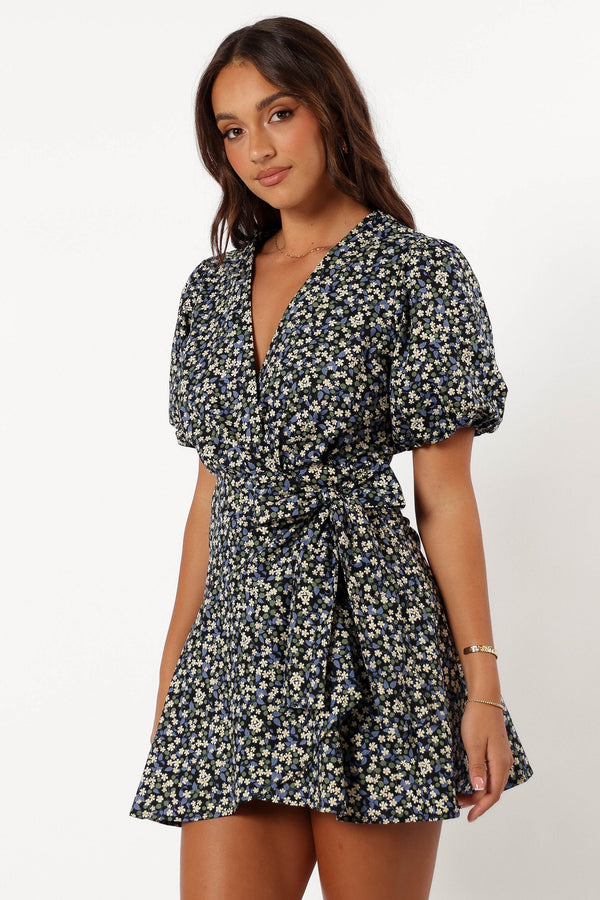 Petal and Pup USA DRESSES Kenn Wrap Mini Dress - Indigo Vanilla