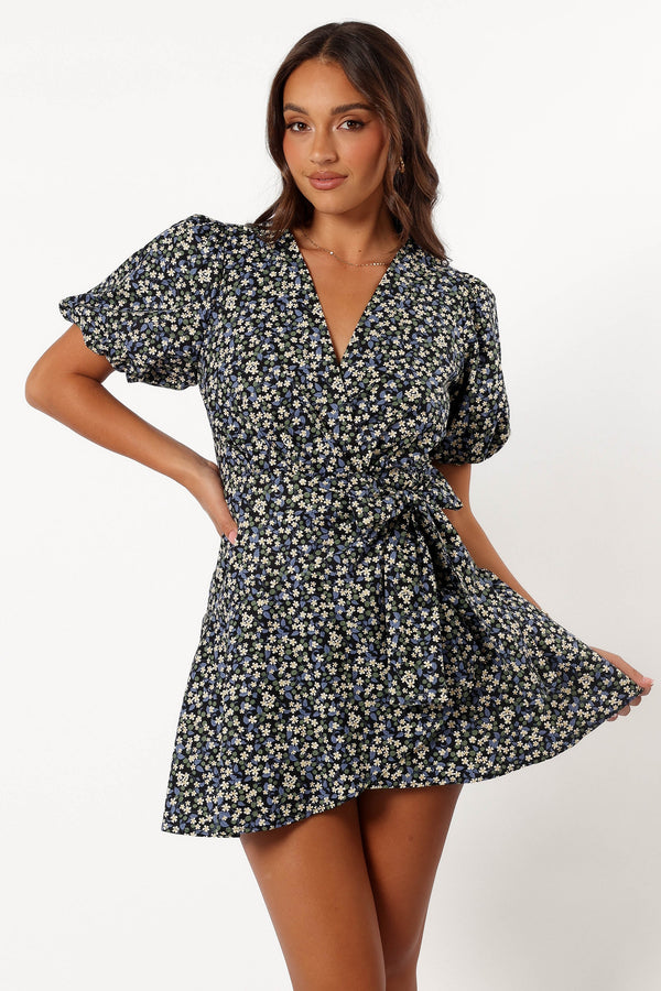 Petal and Pup USA DRESSES Kenn Wrap Mini Dress - Indigo Vanilla