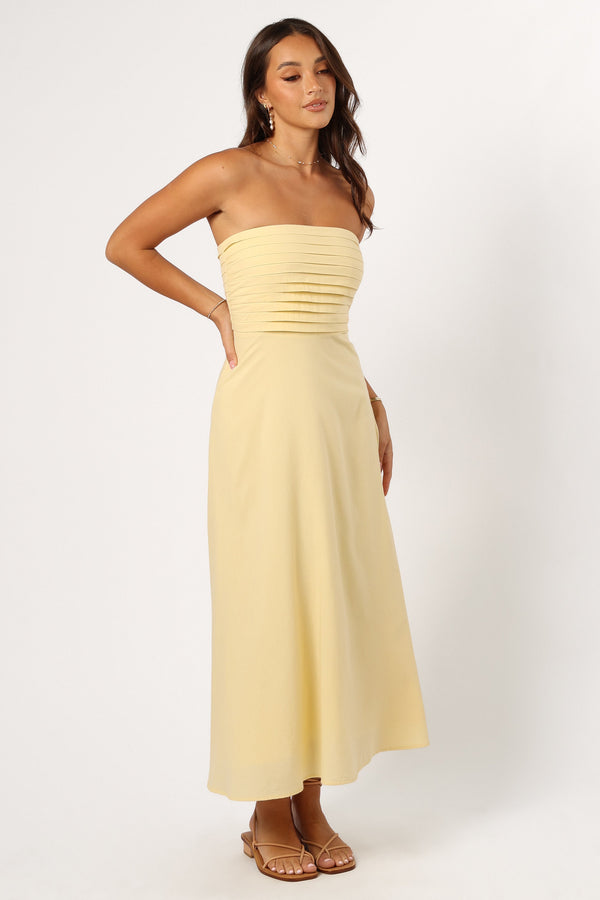 Petal and Pup USA DRESSES Kenna Strapless Maxi Dress - Butter Yellow