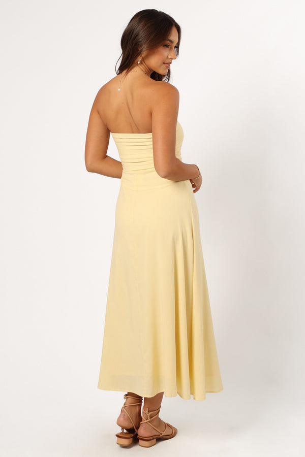 Petal and Pup USA DRESSES Kenna Strapless Maxi Dress - Butter Yellow