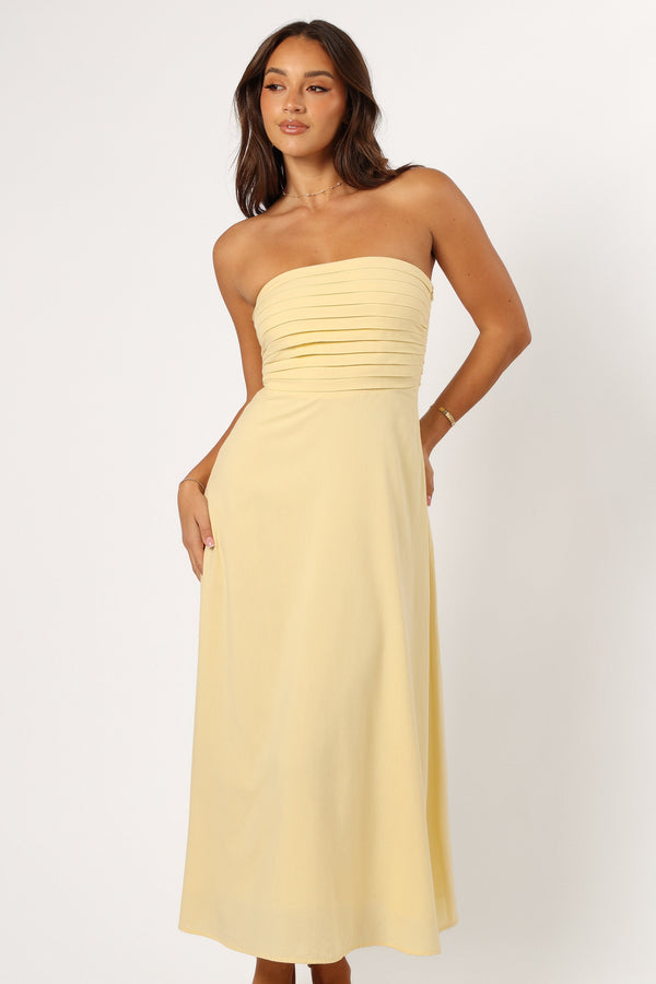 Petal and Pup USA DRESSES Kenna Strapless Maxi Dress - Butter Yellow