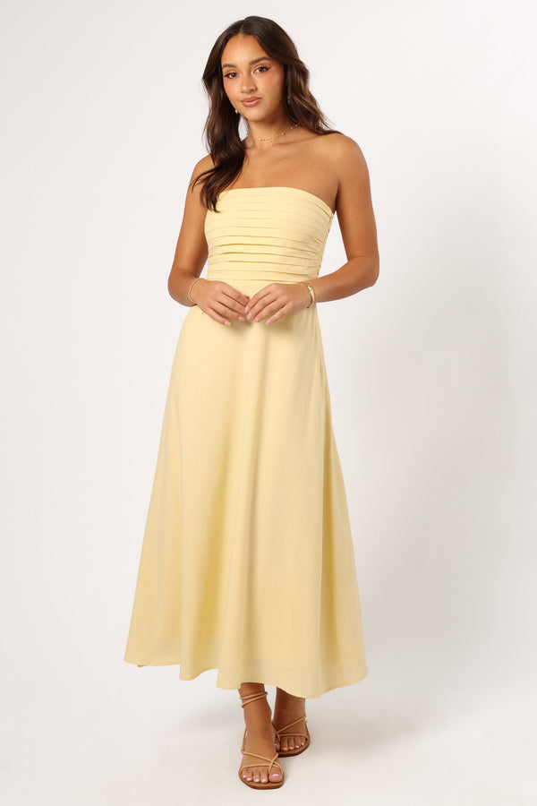 Petal and Pup USA DRESSES Kenna Strapless Maxi Dress - Butter Yellow