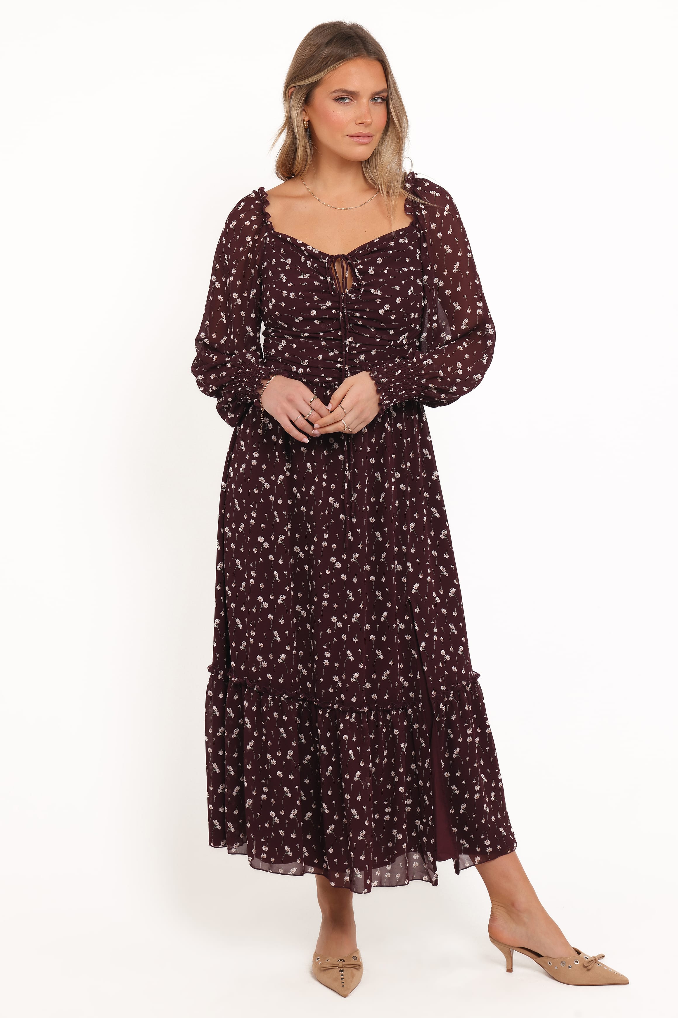 Petal and Pup Women's Keziah Long Sleeve Maxi Dress - Burgundy Floral Petal and Pup Women's Keziah Long Sleeve Maxi Dress - Burgundy Floral
