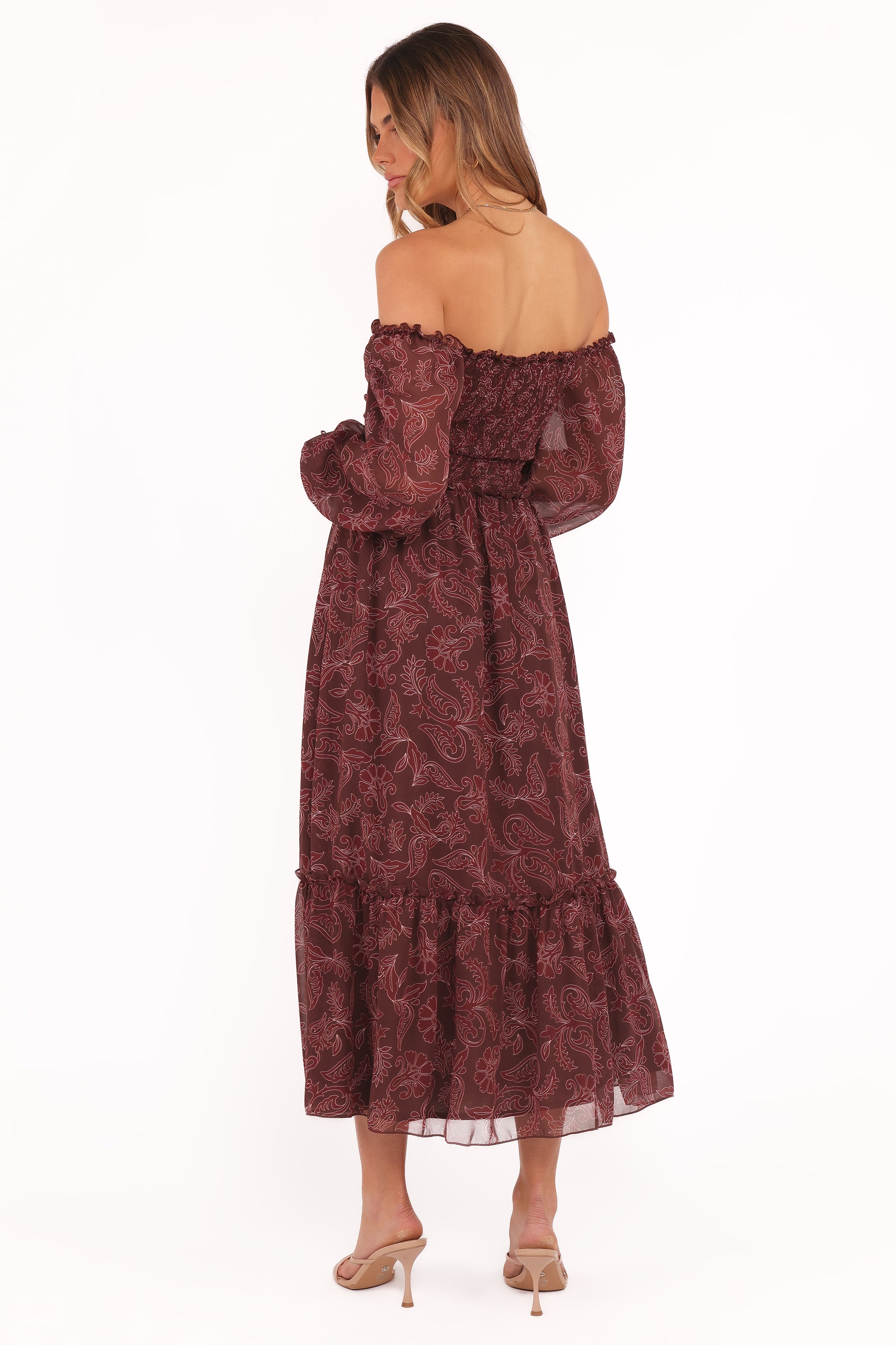 Petal and Pup USA DRESSES Keziah Long Sleeve Maxi Dress - Burgundy Paisley