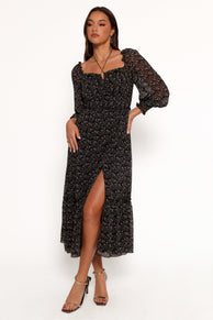 Petal and Pup USA DRESSES Keziah Long Sleeve Maxi Dress - Navy Ditsy Floral