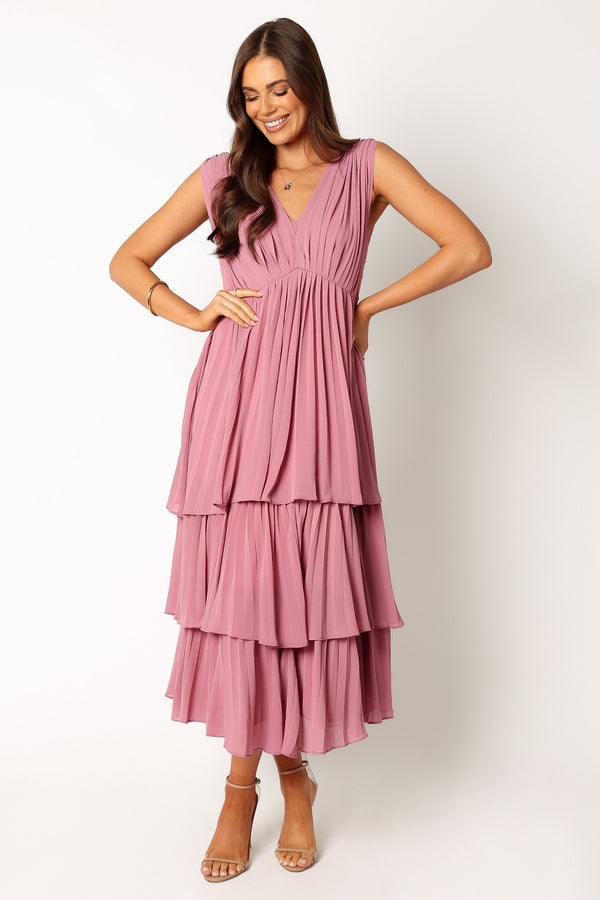 Petal and Pup USA DRESSES Kiara Tiered Midi Dress - Orchid Purple