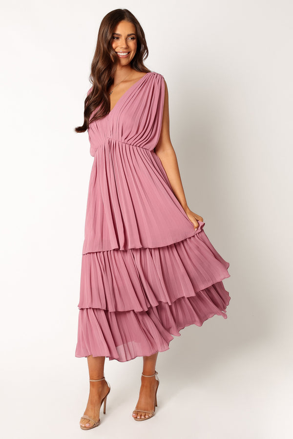 Petal and Pup USA DRESSES Kiara Tiered Midi Dress - Orchid Purple