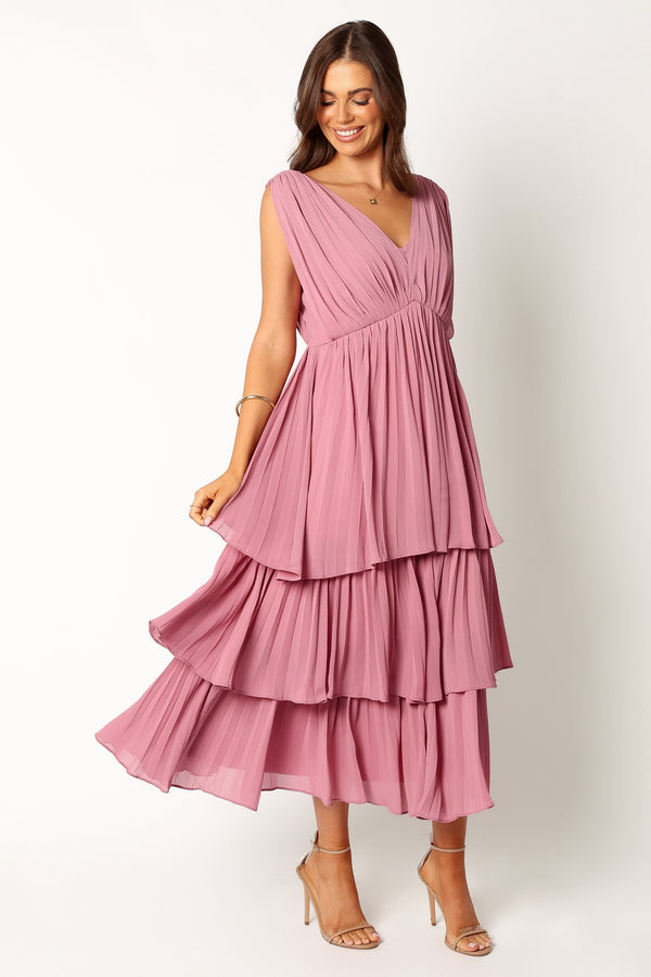 Petal and Pup USA DRESSES Kiara Tiered Midi Dress - Orchid Purple