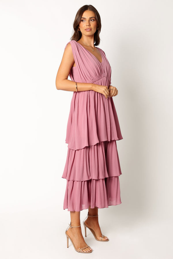 Petal and Pup USA DRESSES Kiara Tiered Midi Dress - Orchid Purple