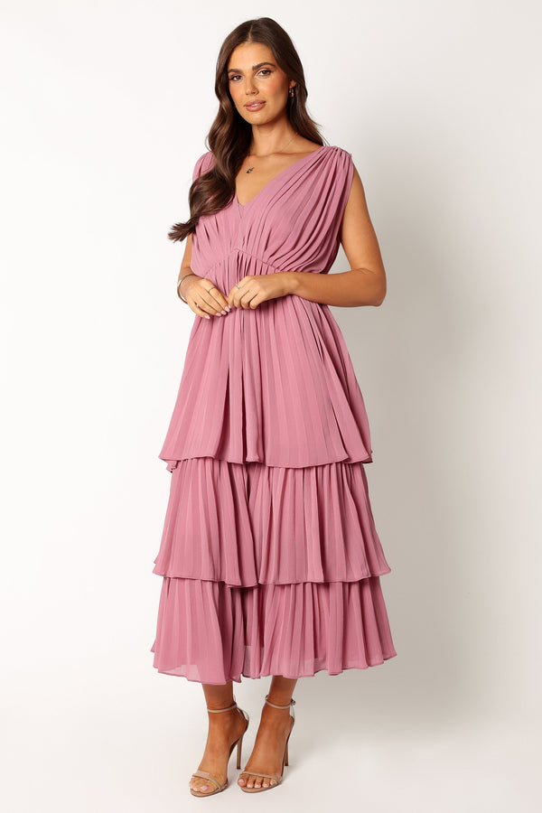 Petal and Pup USA DRESSES Kiara Tiered Midi Dress - Orchid Purple