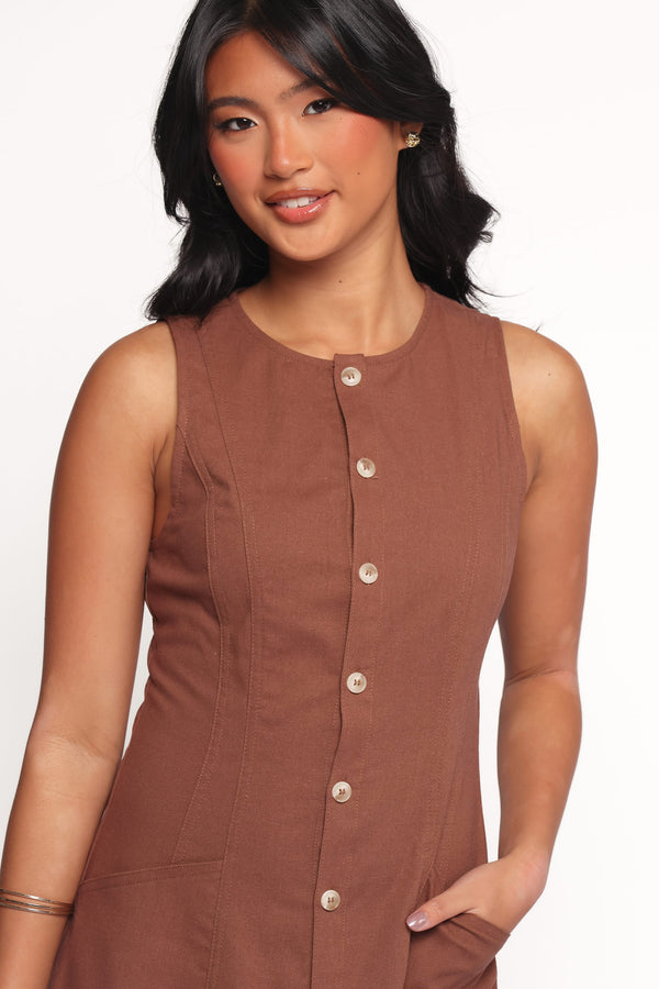 Petal and Pup USA DRESSES Kingsley Midi Dress - Chocolate