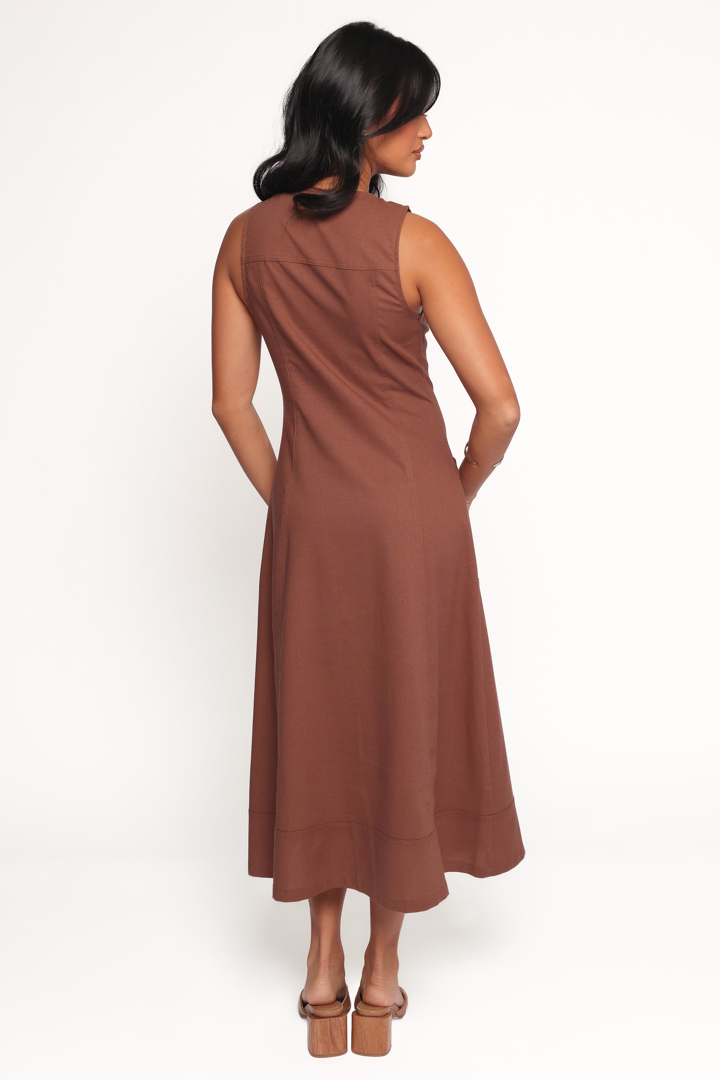 Petal and Pup USA DRESSES Kingsley Midi Dress - Chocolate