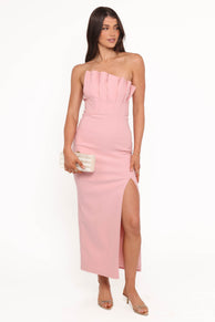 Petal and Pup USA DRESSES Kinnie Midi Strapless Dress - Pink