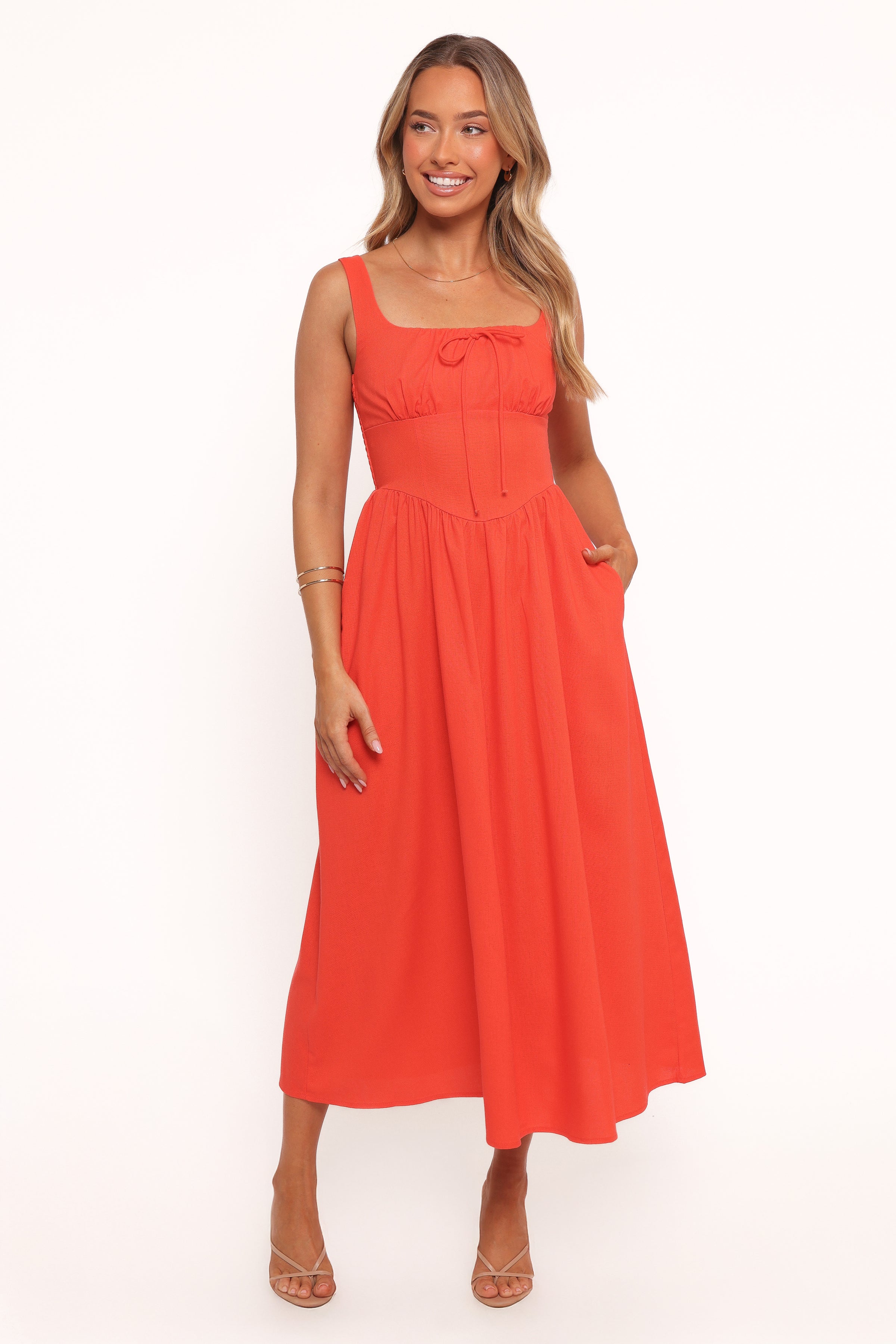 Petal and Pup USA DRESSES Kinslee Midi Dress - Coral (Hold for Rack)