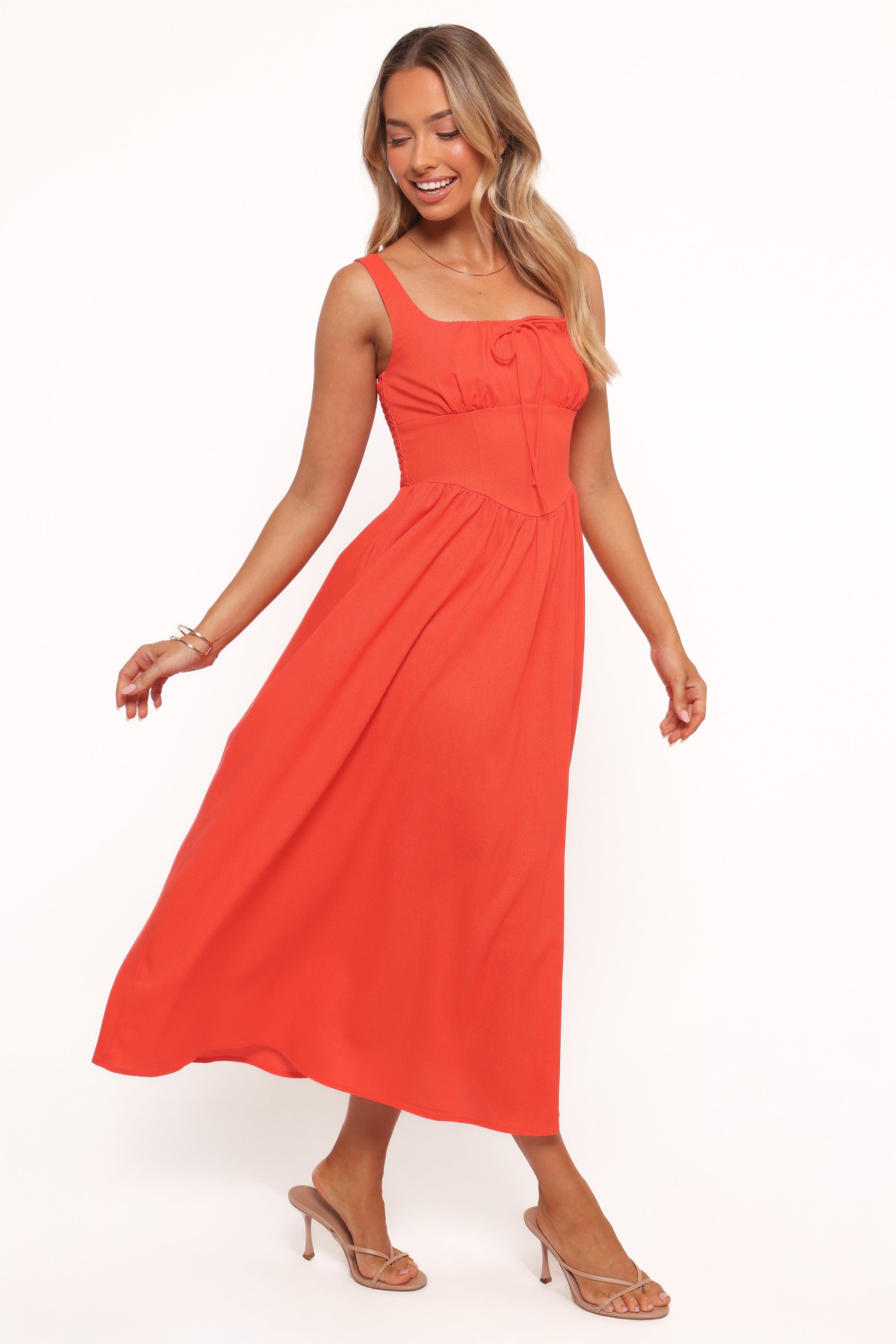 Petal and Pup USA DRESSES Kinslee Midi Dress - Coral (Hold for Rack)