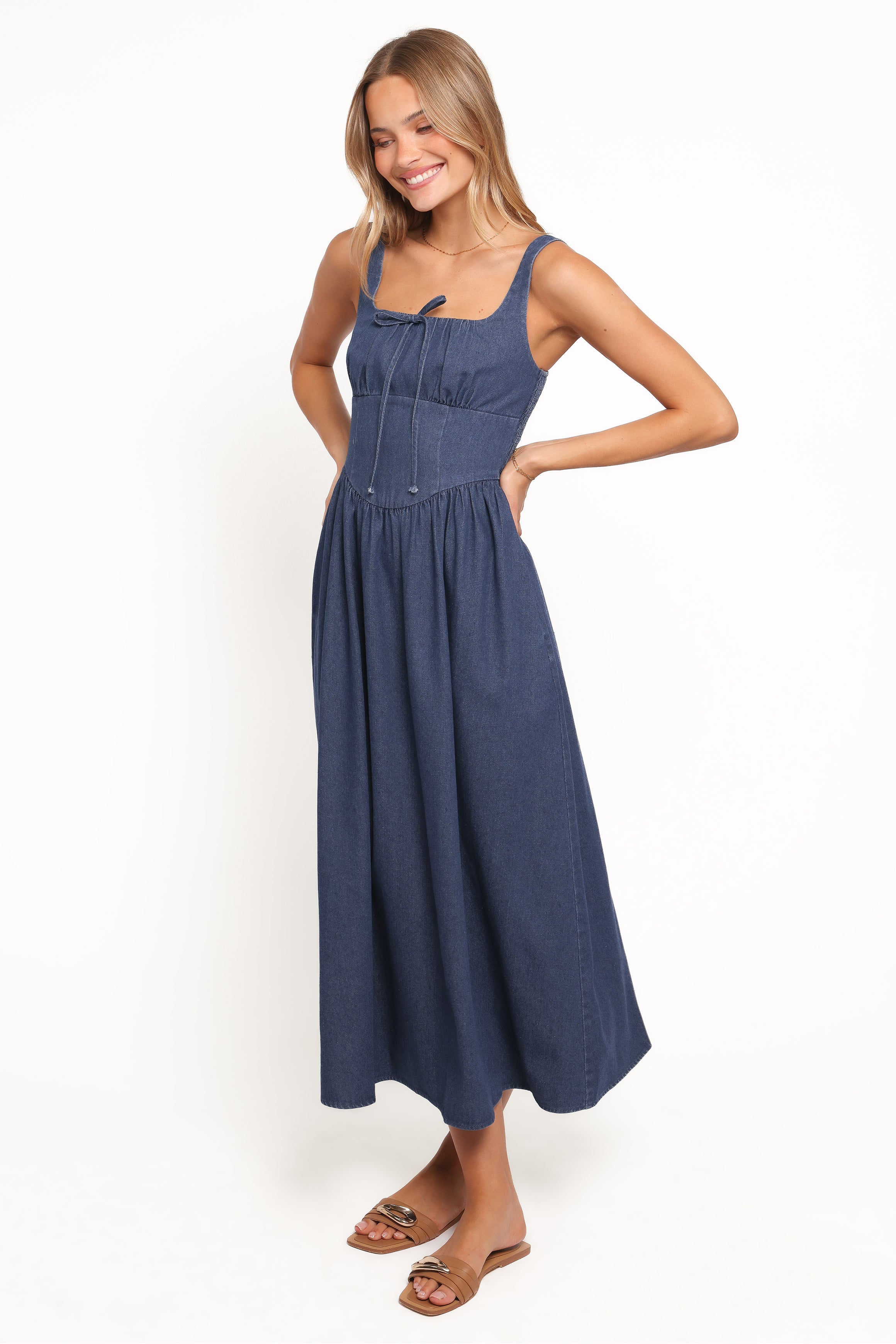 Petal and Pup USA DRESSES Kinslee Midi Dress - Denim