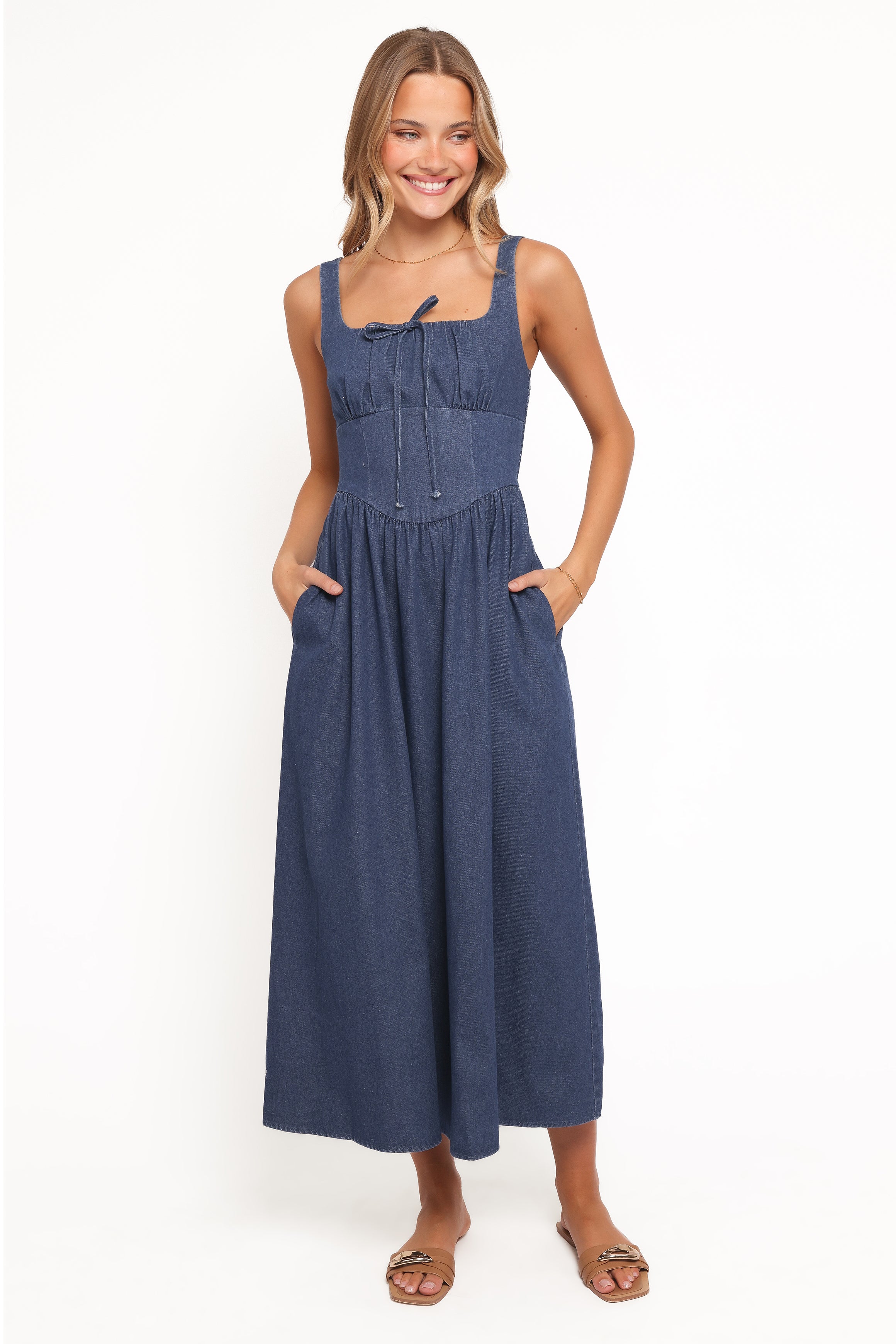Petal and Pup USA DRESSES Kinslee Midi Dress - Denim