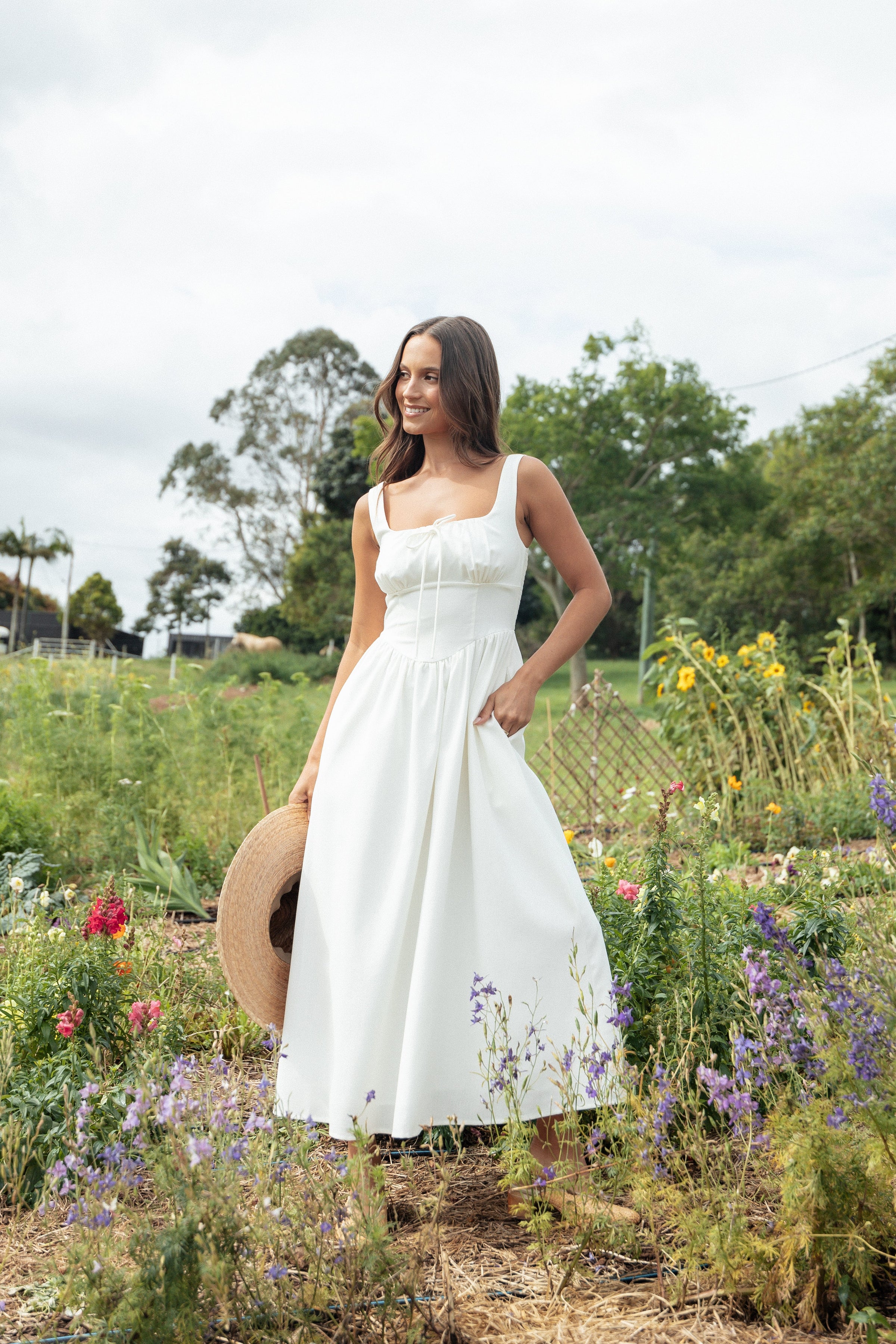 Petal and Pup USA DRESSES Kinslee Midi Dress - White