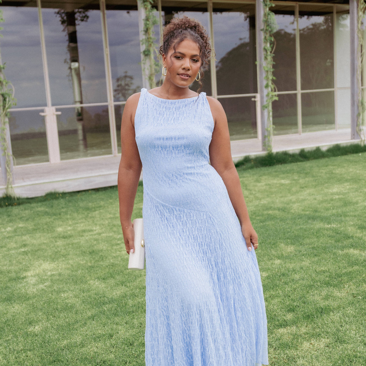 Kirsten Lace Maxi Dress - Cornflower Blue