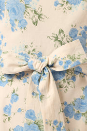 Petal and Pup USA DRESSES Kitura Floral Mini Dress - White Blue Floral