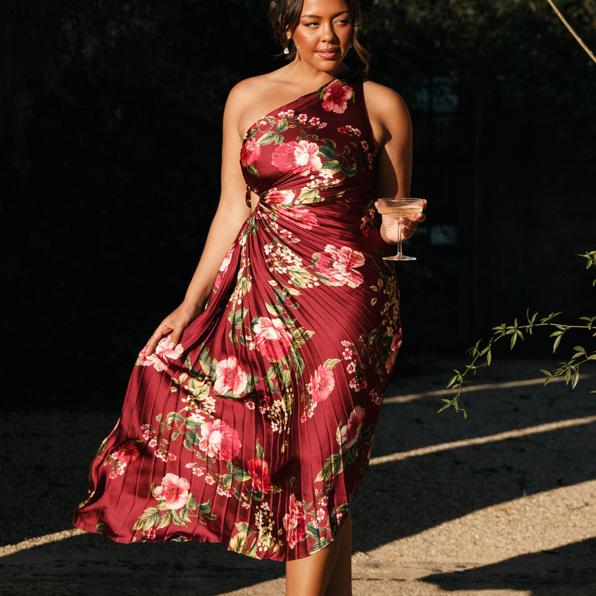 cotter maxi dress burgundy floral Celena Floral Burnout Maxi Dress (Women)