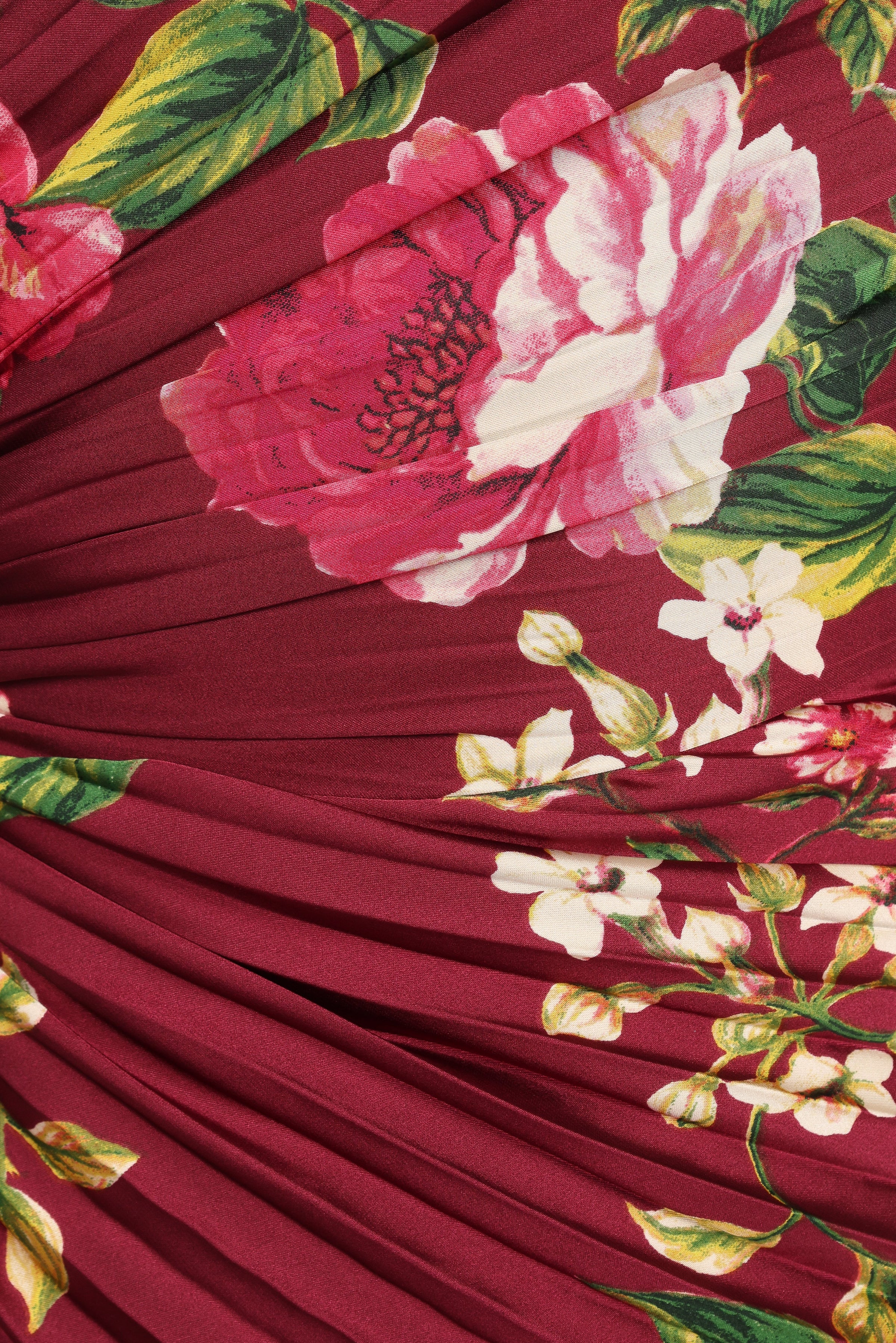 Petal and Pup USA DRESSES Kleo One Shoulder Maxi Dress - Burgundy Floral