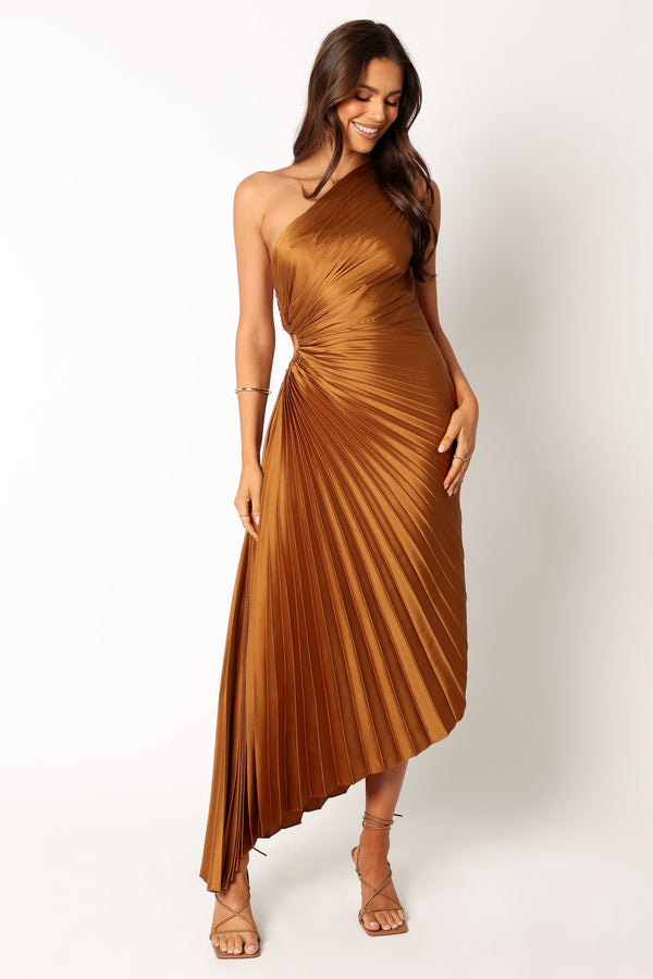 Petal and Pup USA DRESSES Kleo One Shoulder Maxi Dress - Golden Ochre