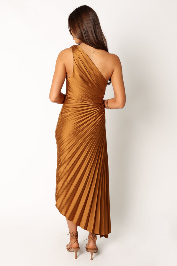 Petal and Pup USA DRESSES Kleo One Shoulder Maxi Dress - Golden Ochre