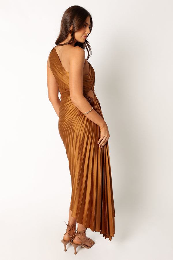 Petal and Pup USA DRESSES Kleo One Shoulder Maxi Dress - Golden Ochre