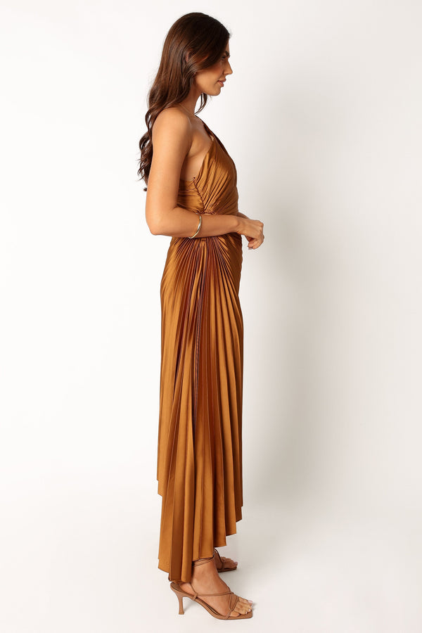 Petal and Pup USA DRESSES Kleo One Shoulder Maxi Dress - Golden Ochre