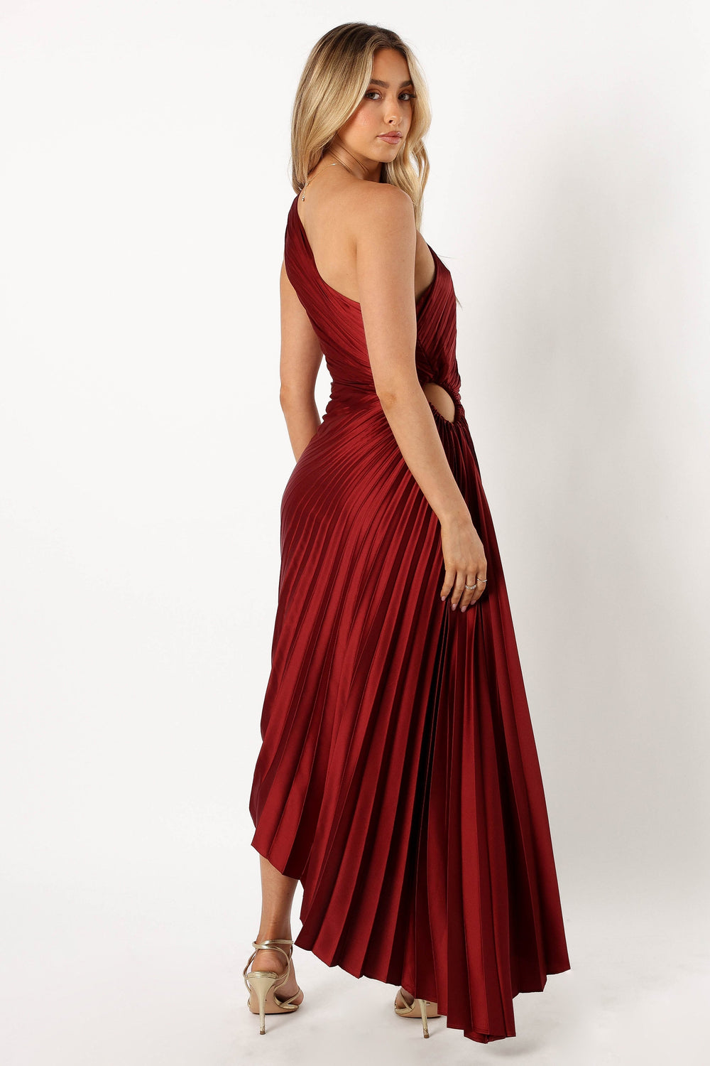 DRESSES @Kleo One Shoulder Maxi Dress - Merlot