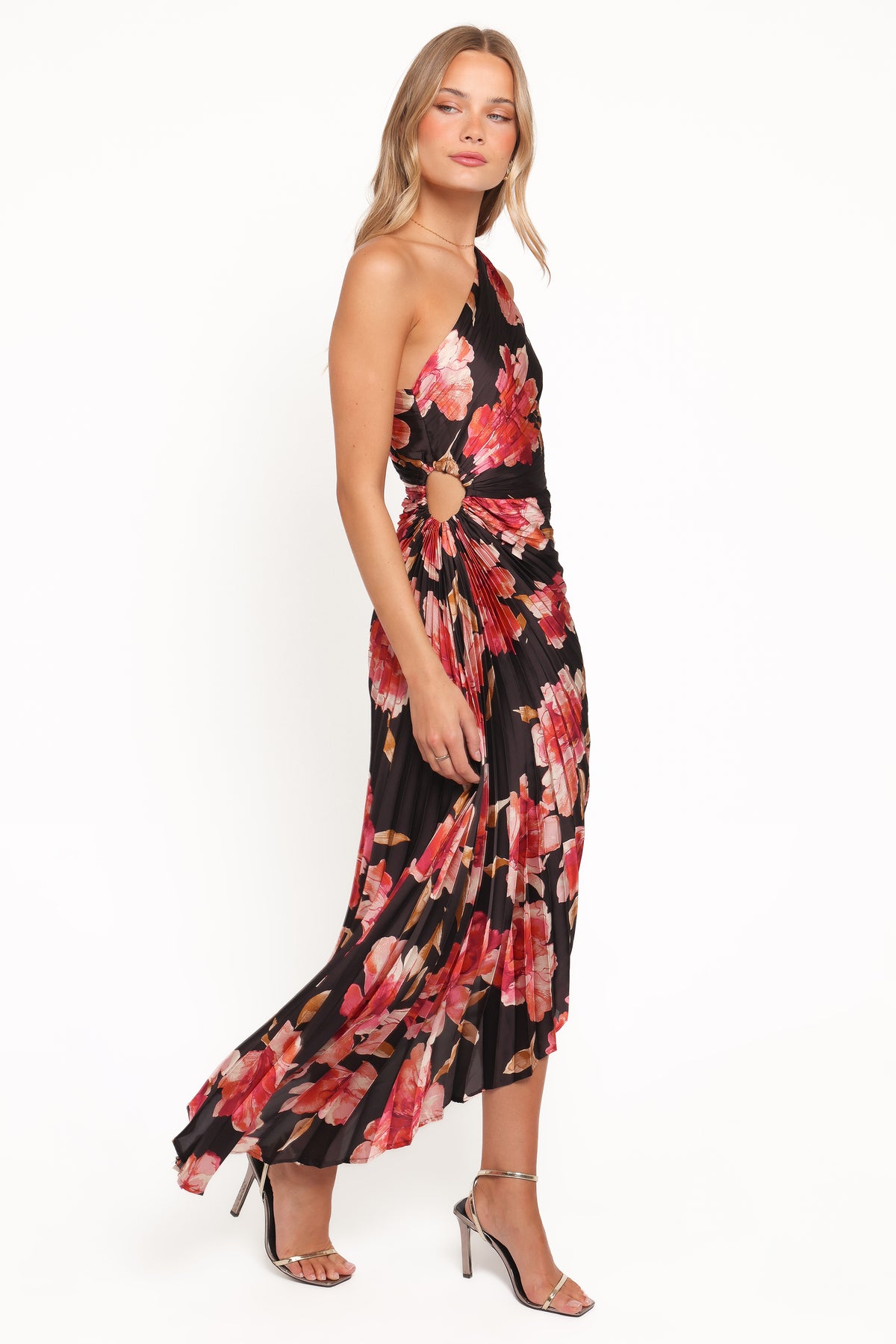 open lace back dress Brooklynn One-Shoulder Accordion Pleat Dress Black L main image 1