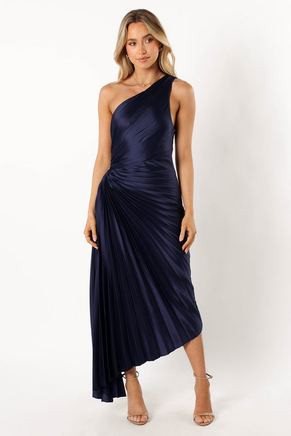 Petal and Pup USA DRESSES Kleo One Shoulder Maxi Dress - Navy