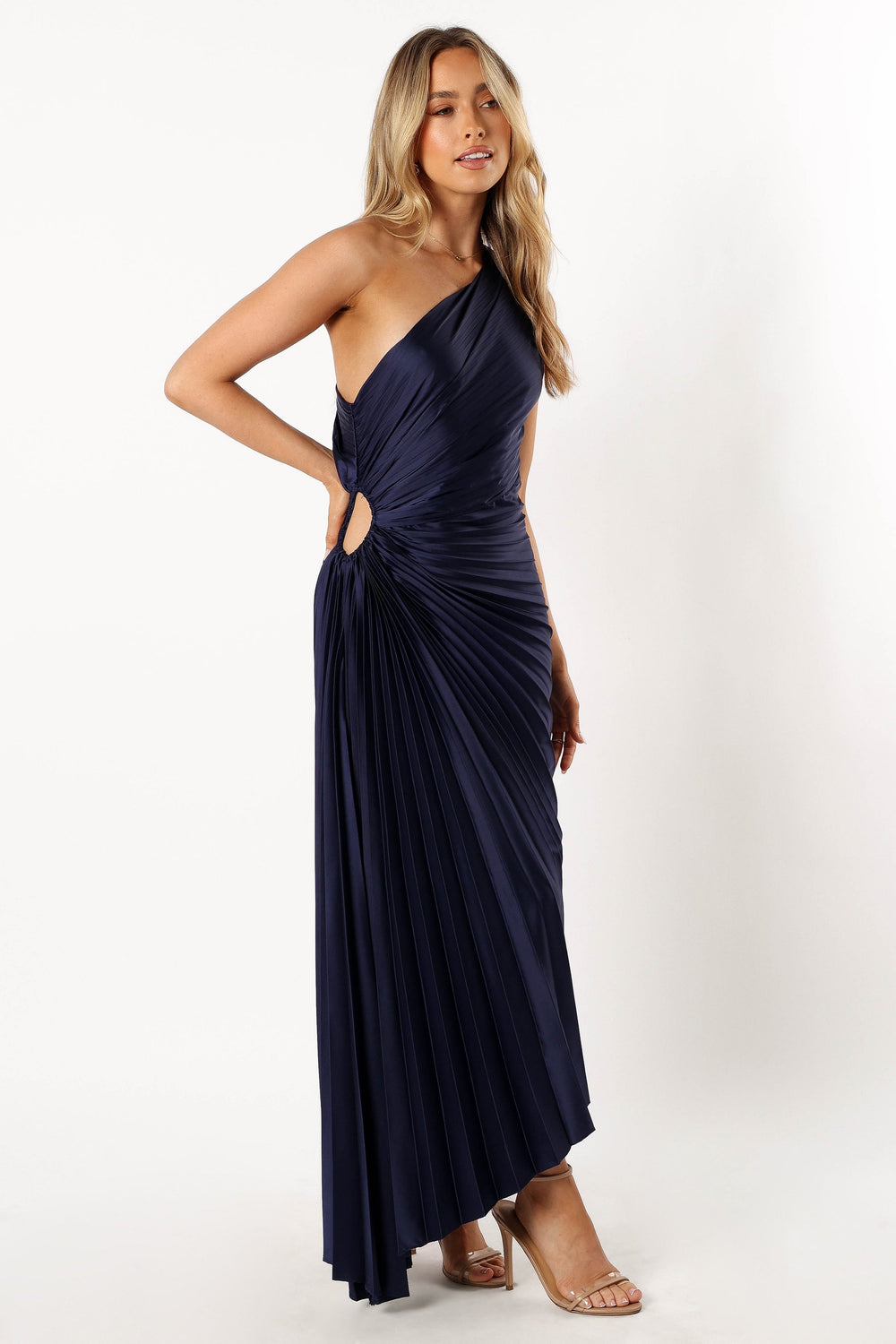 Petal and Pup USA DRESSES Kleo One Shoulder Maxi Dress - Navy