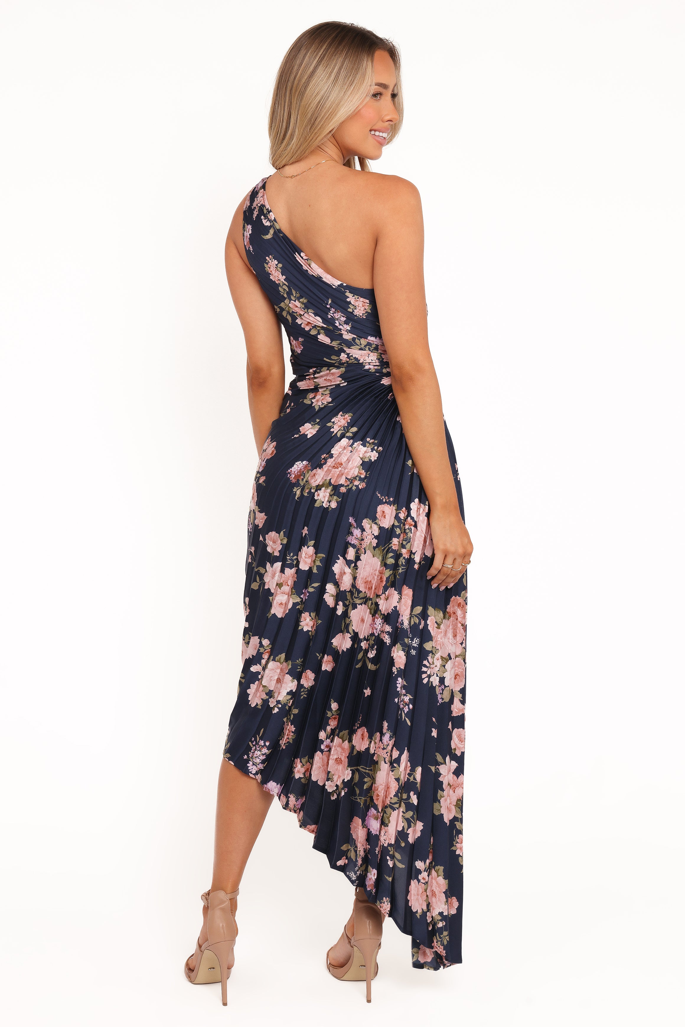 Petal and Pup USA DRESSES Kleo One Shoulder Maxi Dress - Navy Floral