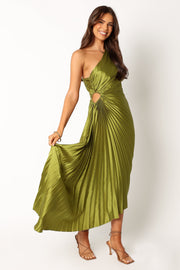 Petite Olive One Shoulder Longline Midi Dress