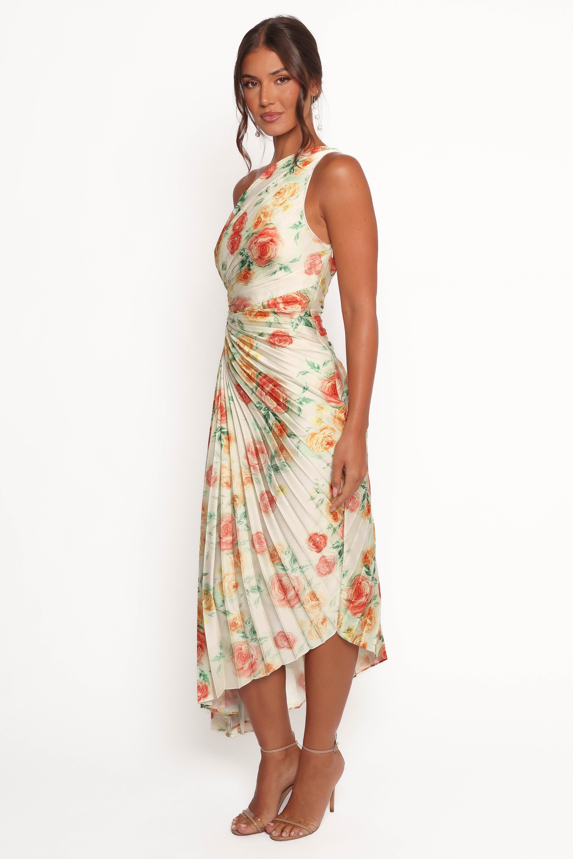 Petal and Pup USA DRESSES Kleo One Shoulder Maxi Dress - Yellow Floral